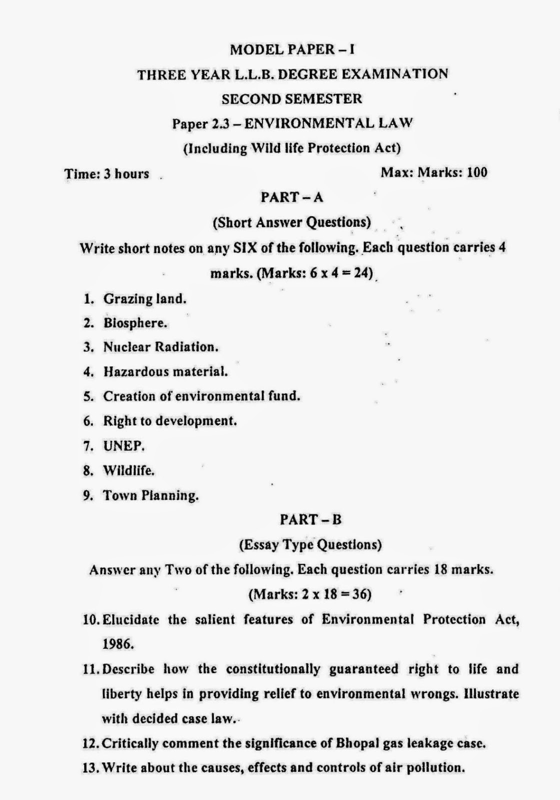 how to get environmental law dissertation questions